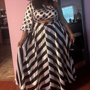 Black and White Asymmetrical Maxi Dress